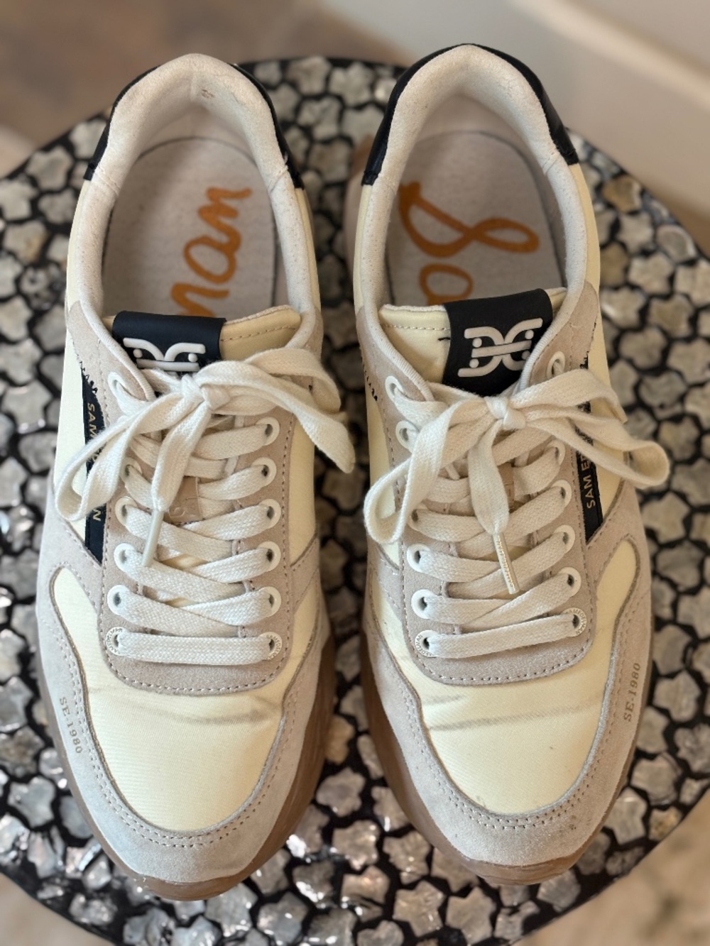 Sam Edelman Layla Sneakers | Cream/Suede Multi | Size 8.5 M